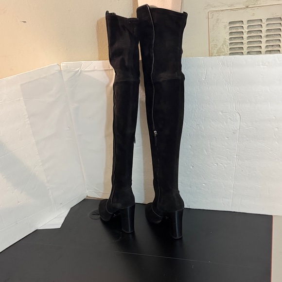 Michael Kors Black Over-the-Knee Boots suede leather high heels OTK